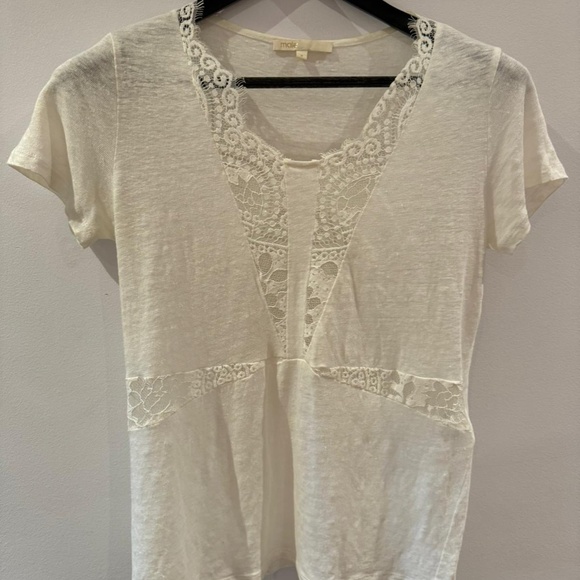 MAJE - Linen lace light breezy short sleeve t-shirt - Picture 5 of 5